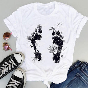 Women's Tops Girlfriends Girls Cat Print T-shirts