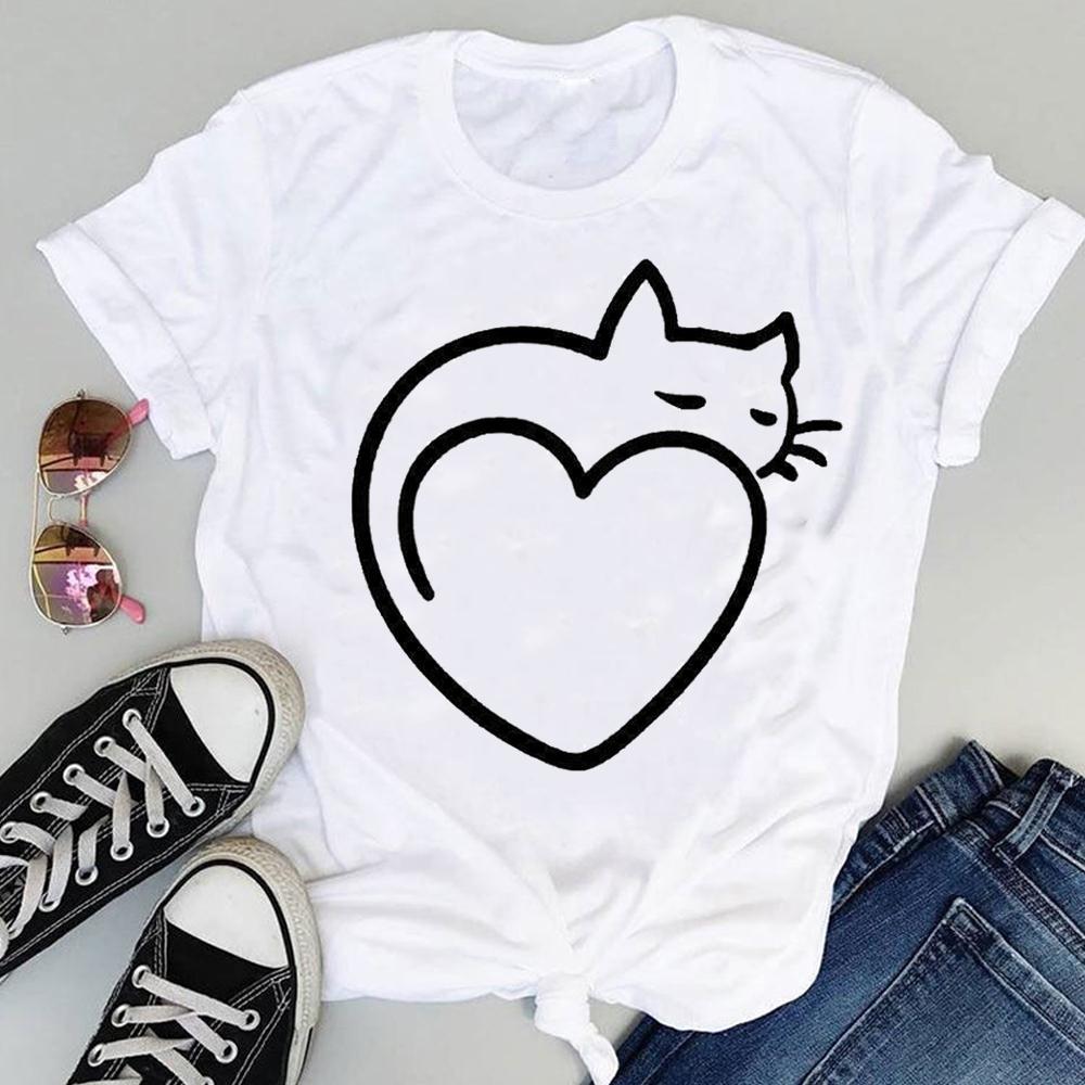 Women's Tops Girlfriends Girls Cat Print T-shirts