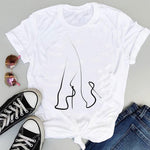 Women's Tops Girlfriends Girls Cat Print T-shirts